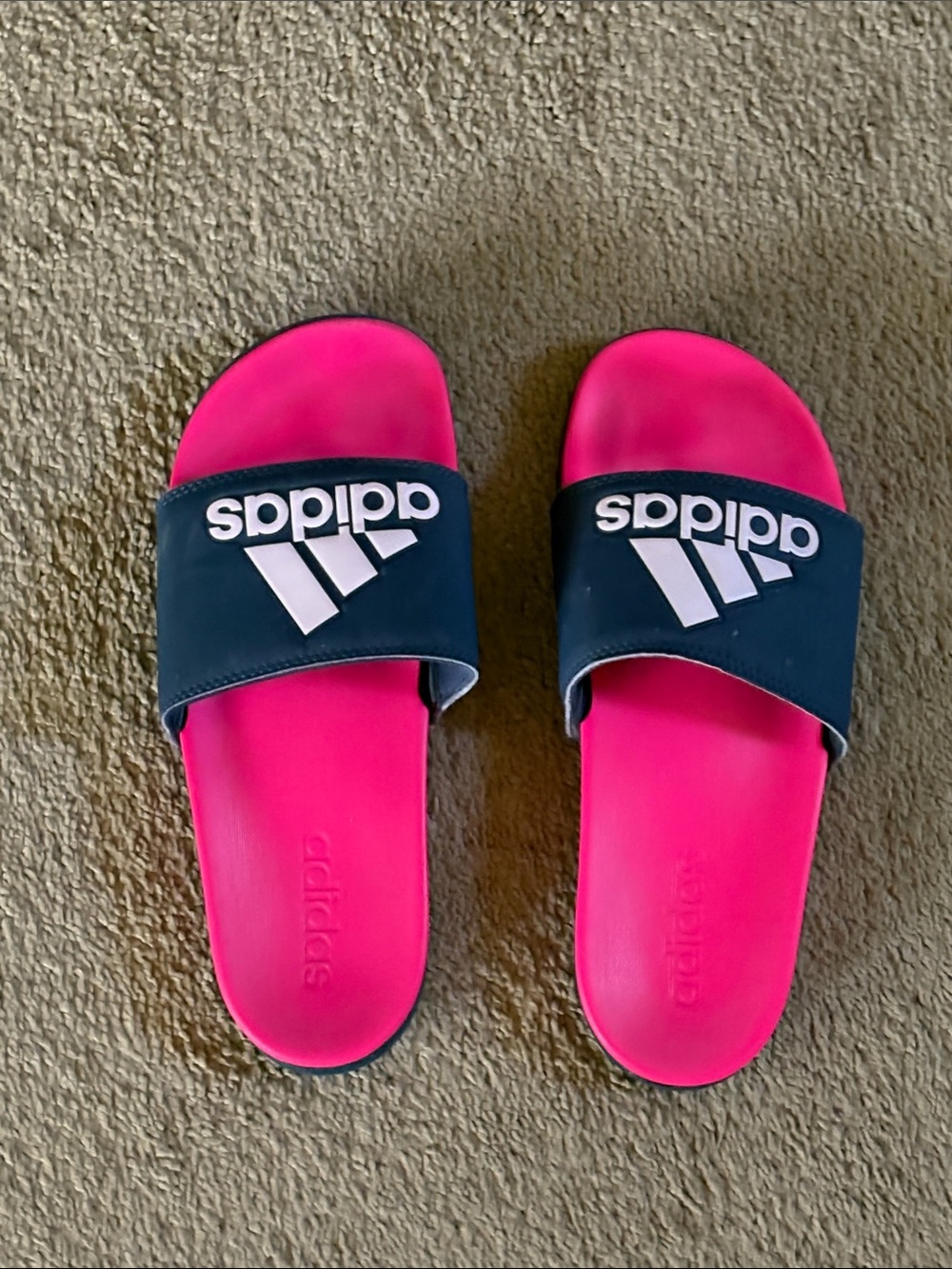adidas Women’s Hot Pink and Black Slide Sandals